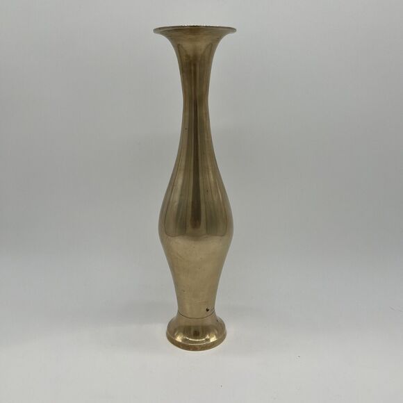 Vintage Handmade In India Solid Brass Vase 11.5" Tall - Picture 4 of 13